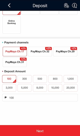 Step 2: Please select a suitable Maya payment channel from the displayed payment channels.